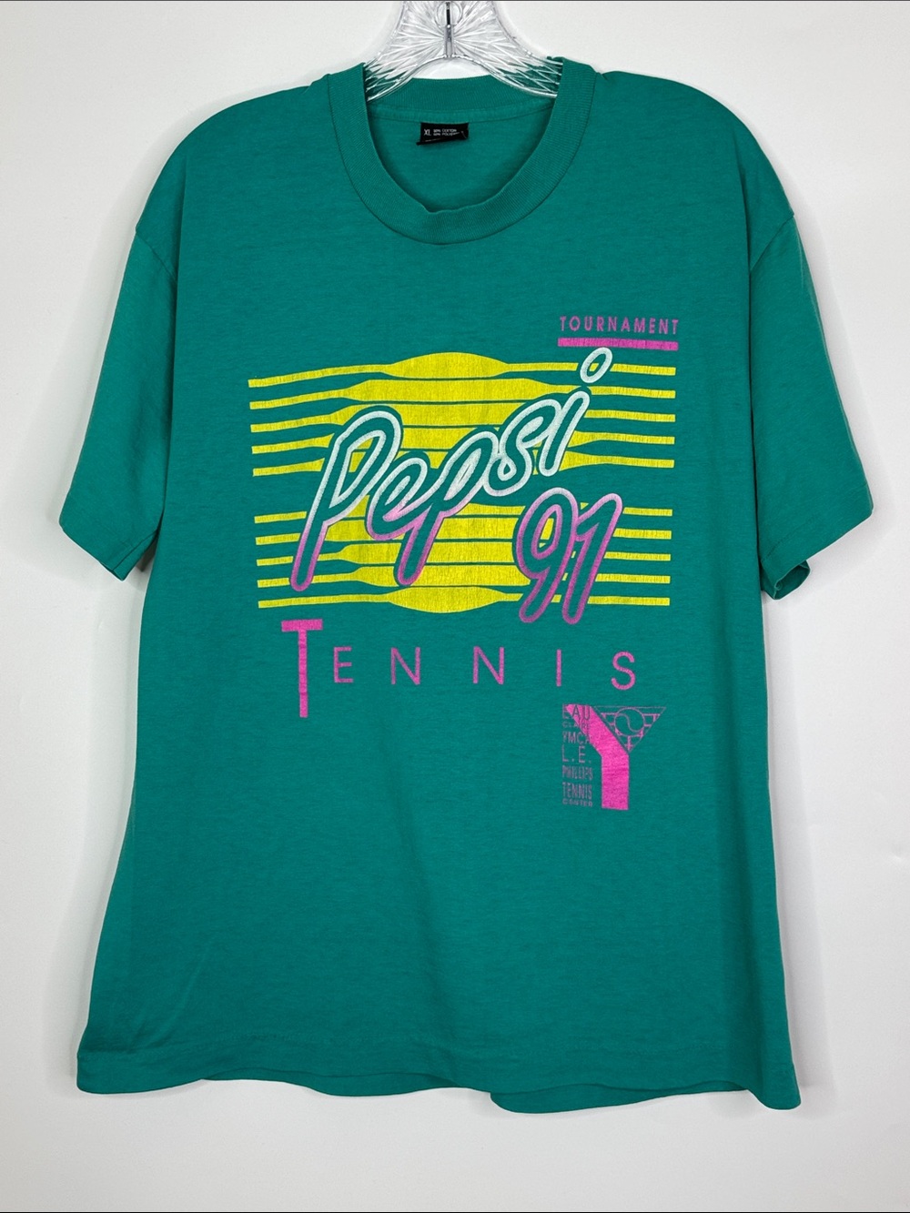 Vintage Screen Stars Best Pepsi Eau Claire YMCA Tennis Tshirt Size XL 90s